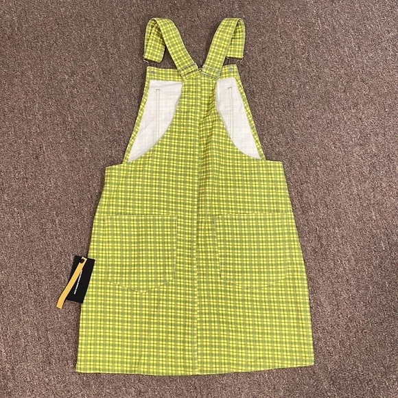 NWT Minga London Lime Green Plaid Dungaree Dress - Picture 6 of 6